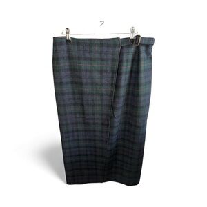Jones & Co. Tartan Kilt Wrap Around Maxi or Midi Plaid 100% Wool Womens 16 Skirt